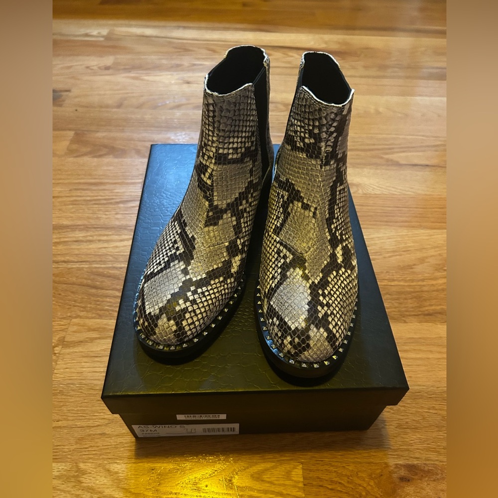 Snake Skin Ankle Boots, Ash, NWT